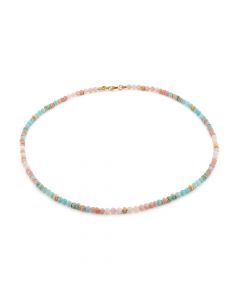 Stones in style goud op zilveren ketting met amazoniet en opaal 45 cm., N-18-14434 GO