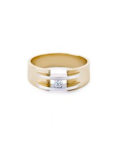 R&C bicolor gouden Zoe ring met diamant, RIN0053S