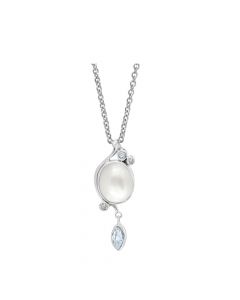 Rabinovich zilveren Optimism ketting met witte parel, wit en blauw topaas 45 cm., 75502065