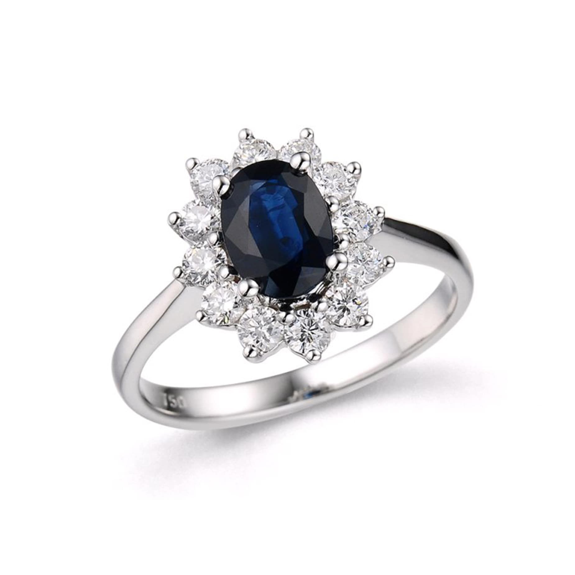 Gouden ring met blauwe saffier en diamant