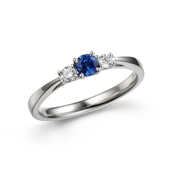 Jk Collection halo ring met saffier en diamant 254346