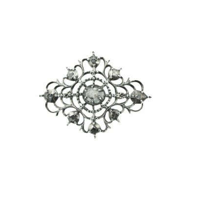 Zilveren bootbroche met roosdiamant, Amsterdam ca. 1830 Zilver