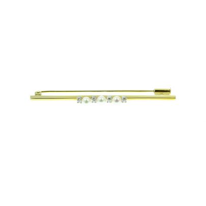 Geelgouden brochette met diamant en parels Goud