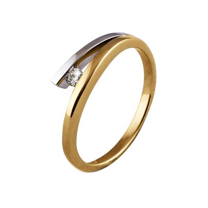 Rikkoert 14 kt. bicolor ring met diamant Goud Rikkoert Huiscollectie