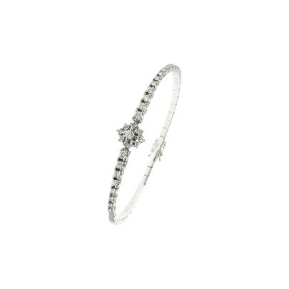 Witgouden entourage armband met diamant 19 cm. Goud