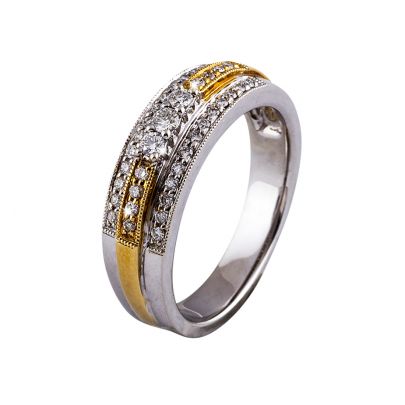 Rikkoert bicolor gouden ring met diamant Goud Rikkoert Huiscollectie