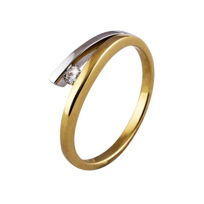 Rikkoert 14 kt. bicolor ring met diamant Goud Rikkoert Huiscollectie