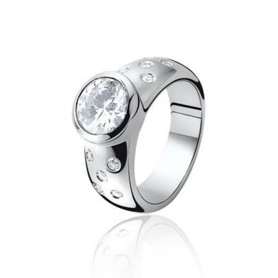 Zinzi zilveren ring met zirkonia, ZIR575 Zilver Zinzi