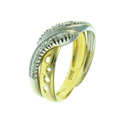 Bicolor gouden damesring met diamant Goud