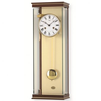 AMS klassieke regulateur met Bim Bam slagwerk, 2714/1 Glas Hout Messing / Koper Noten / Mahonie AMS