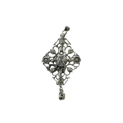 Zilveren hanger met roosdiamant, Nederland ca. 1860 Zilver