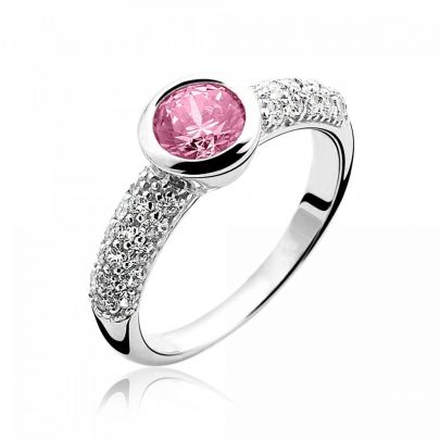 Zinzi zilveren ring met roze en witte zirkonia's, ZIR840R-52 Zilver Zinzi