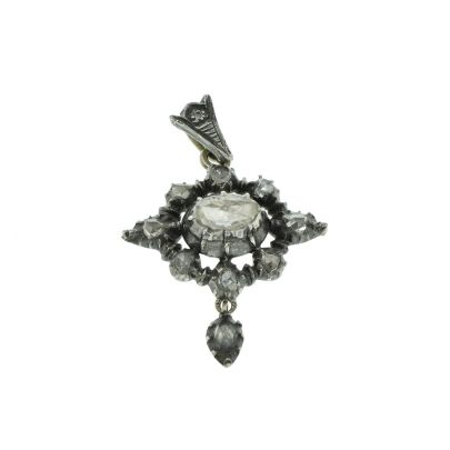 Zilveren hanger met roosdiamant, Amsterdam ca. 1860 Zilver