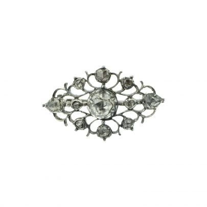 Zilveren broche met roosdiamant, Nederland ca. 1850 Zilver