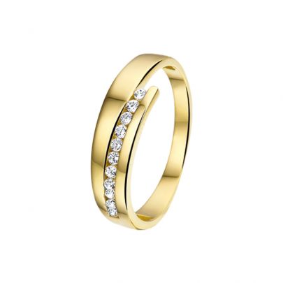 Rikkoert geelgouden ring met zirkonia's Goud Rikkoert Huiscollectie