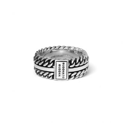 Buddha to Buddha Chain Texture zilveren ring, 788-17 Zilver Buddha to Buddha