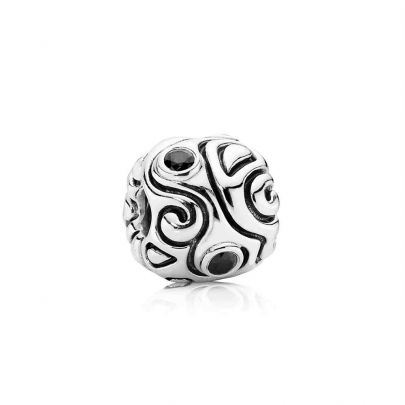 Pandora zilveren charm krullen met zwarte zirkonia's, 790869CZ Zilver Pandora