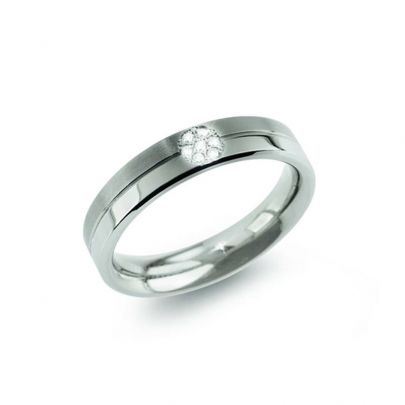 Boccia titanium ring met diamant, 0129-0552 Titanium Boccia