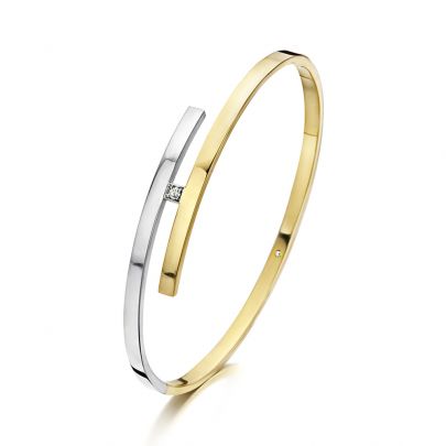 Fjory bicolor gouden slavenarmband met diamant, 41-A376103-0,05 Goud Fjory