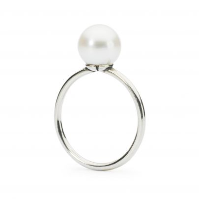 Trollbeads zilveren ring met witte parel, TAGRI-00076 Zilver Trollbeads