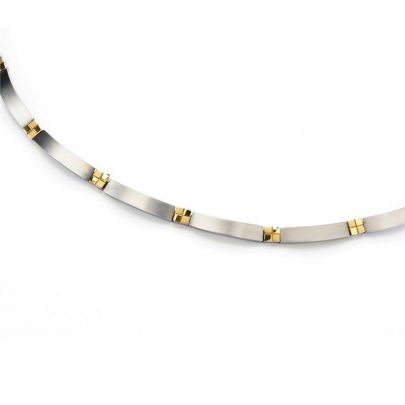 Boccia vergulde/titanium ketting 45 cm., 0831-02 Titanium Verguld Boccia