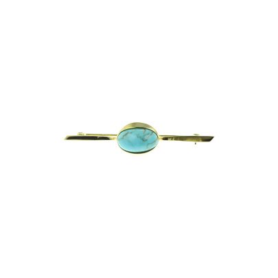 Geelgouden brochette met turquoise Goud