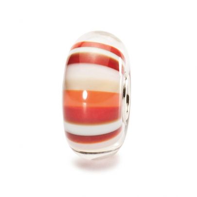 Trollbeads glasbedel Roze gestreept, TGLBE-10153 Zilver Glas Trollbeads