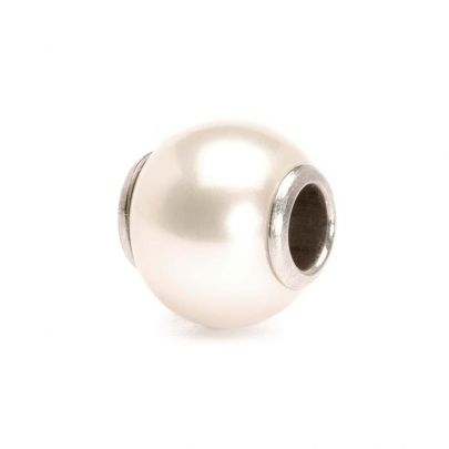 Trollbeads zilveren bedel met witte zoetwaterparel, TAGBE-00085 Zilver Trollbeads