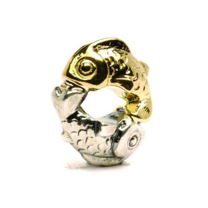 Trollbeads zilveren/geelgouden bedel Vrolijke vis, 41814 Goud Zilver Trollbeads