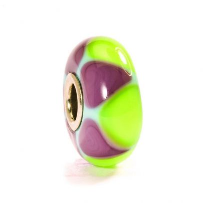 Trollbeads zilveren glaskraal Groen paarse driehoek, 61367 Zilver Glas Trollbeads