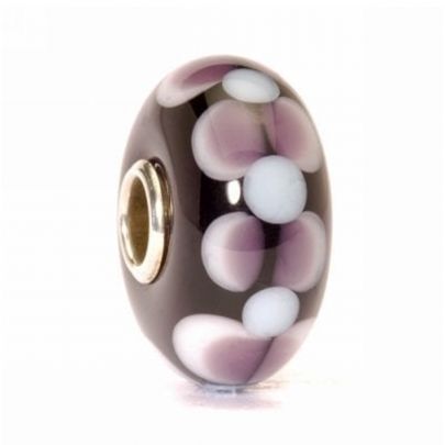 Trollbeads zilveren glaskraal Dolly, 61345 Zilver Glas Trollbeads