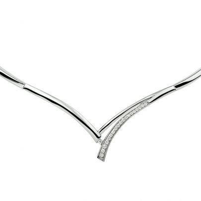 Rikkoert zilveren ketting met zirkonia 42 - 46 cm. Zilver Rikkoert Huiscollectie