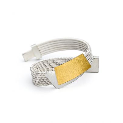 Manu zilveren armband met geelgouden accent, A139 Goud Zilver Manu