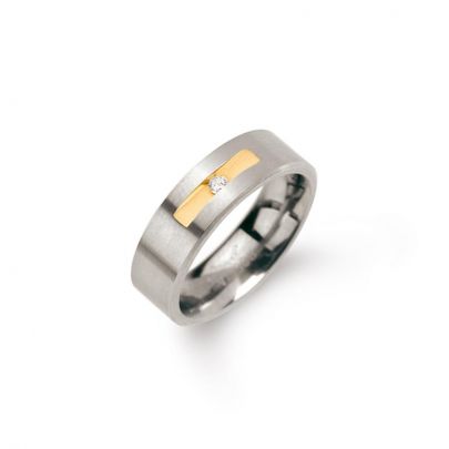 Boccia zilveren/vergulde ring met diamant, 0101-08 Titanium Verguld Boccia