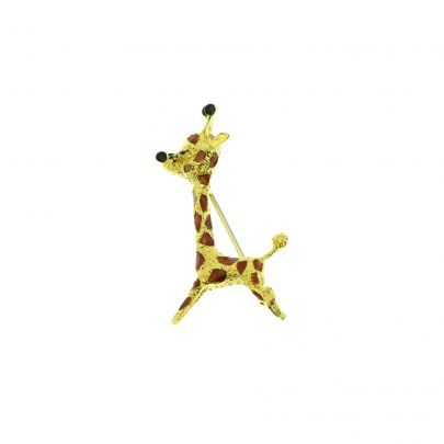 18 kt. Geelgouden broche giraffe met emaille, Amsterdam ca. 1975 Goud