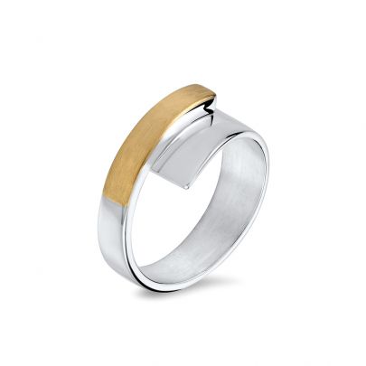 NOL zilveren ring met geelgouden inleg, AG02178.8 Goud Zilver Nol Coopmans