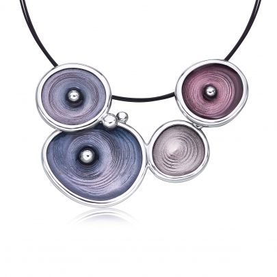 Daniel Vior zilveren Drops ketting met blauw emaille 45 cm. , 766810 Zilver Emaille Daniel Vior