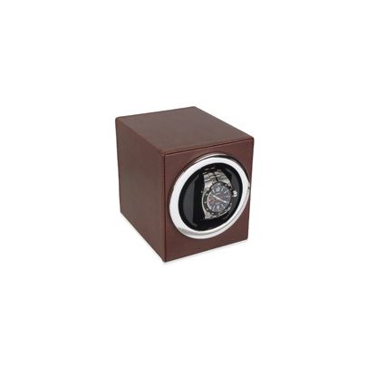 Bruine lederen watchwinder voor 1 horloge Leer Rikkoert Huiscollectie