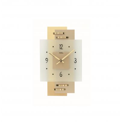 Moderne messing wandklok met quartz-uurwerk, 9241 Glas Messing / Koper AMS