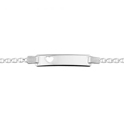 Rikkoert zilveren graveerarmband met valkenoog schakel en gestanst hartje 16 - 18 cm. Zilver Rikkoert Huiscollectie