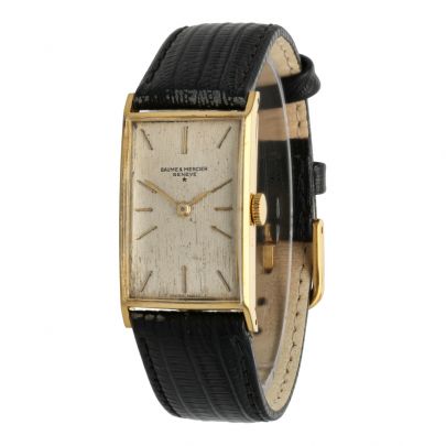 Baume & Mercier 18 kt. geelgouden heren polshorloge, Zwitserland ca. 1950 Goud Leer