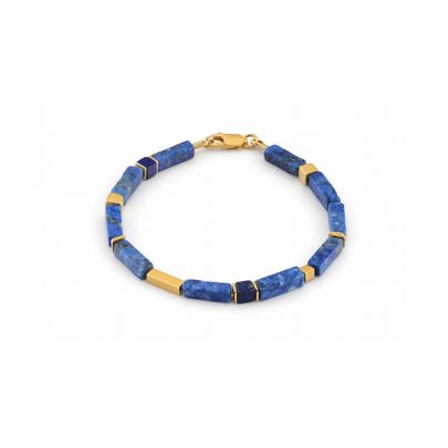 Stones in Style goud op zilveren armband met Lapis Lazuli 19 cm., B-16-83214 Verguld Stones in Style