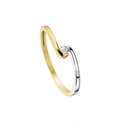 Rikkoert 14 kt. bicolor solitairring Goud Rikkoert Huiscollectie