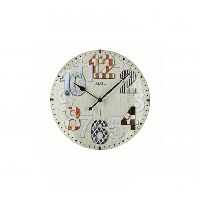 AMS glazen wandklok met quartz-uurwerk, 5951 Glas AMS