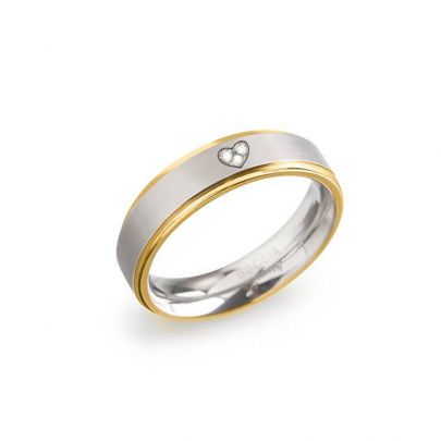 Boccia vergulde/titanium ring met diamant, 0134-06 Titanium Verguld Boccia