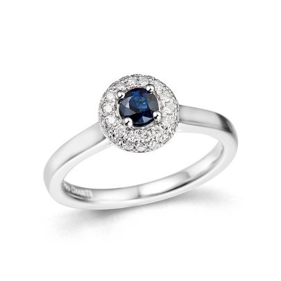 Rikkoert witgouden ring met blauwe saffier en diamant Goud Rikkoert Huiscollectie