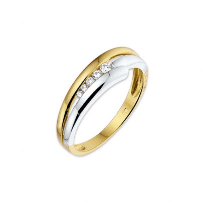 Rikkoert bicolor ring met zirkonia's Goud Rikkoert Huiscollectie