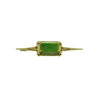 18 kt. Geelgouden broche met jade in etui, Djakarta ca. 1950 Goud