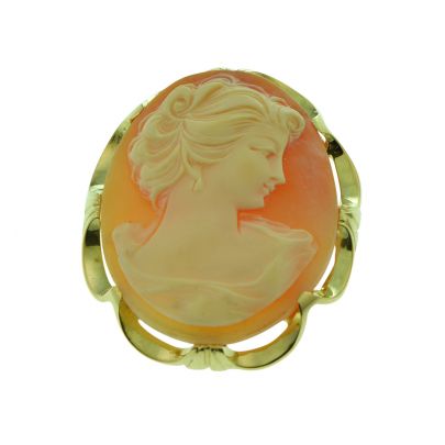 Geelgouden broche met schelpcamE Goud