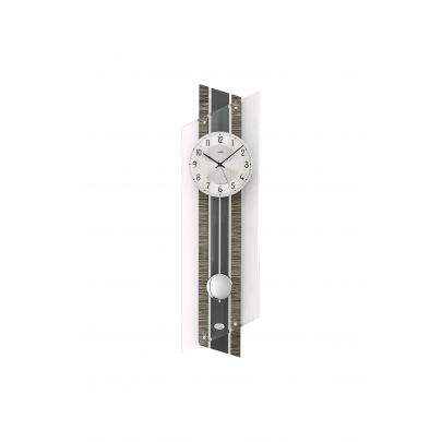 AMS houten/aluminium wandklok met quartz-slinger uurwerk, 5300Q Aluminium Glas Hout AMS